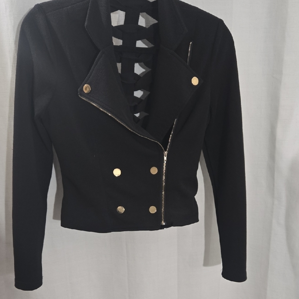 Women’s Slim Black  Jacket with Gold Hardware - Picture 3 of 11